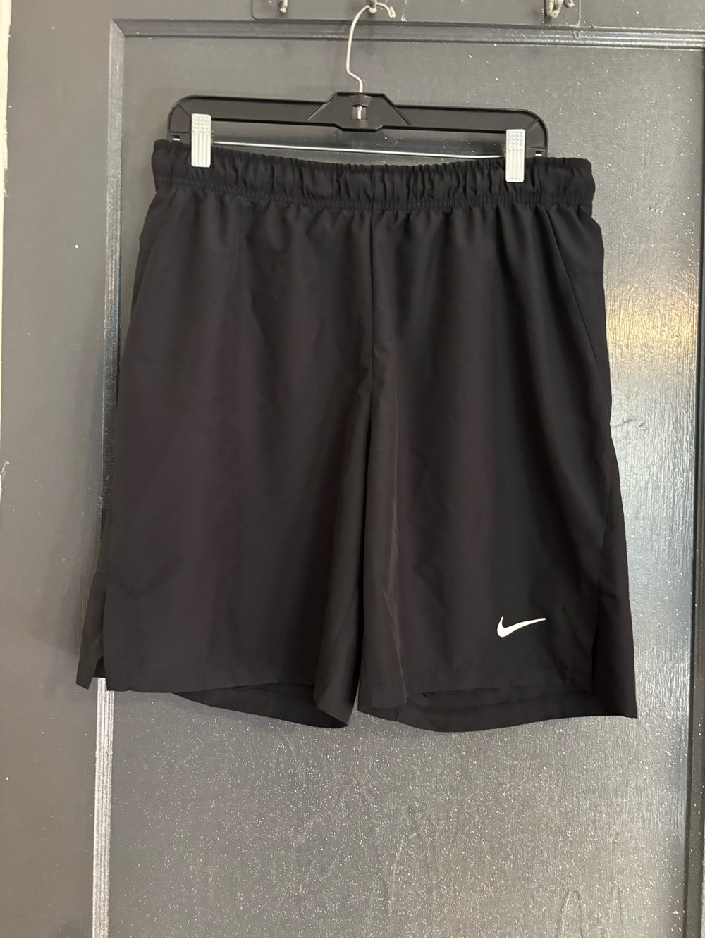 Nike Men’s Black Athletic Shorts with White Swoosh
